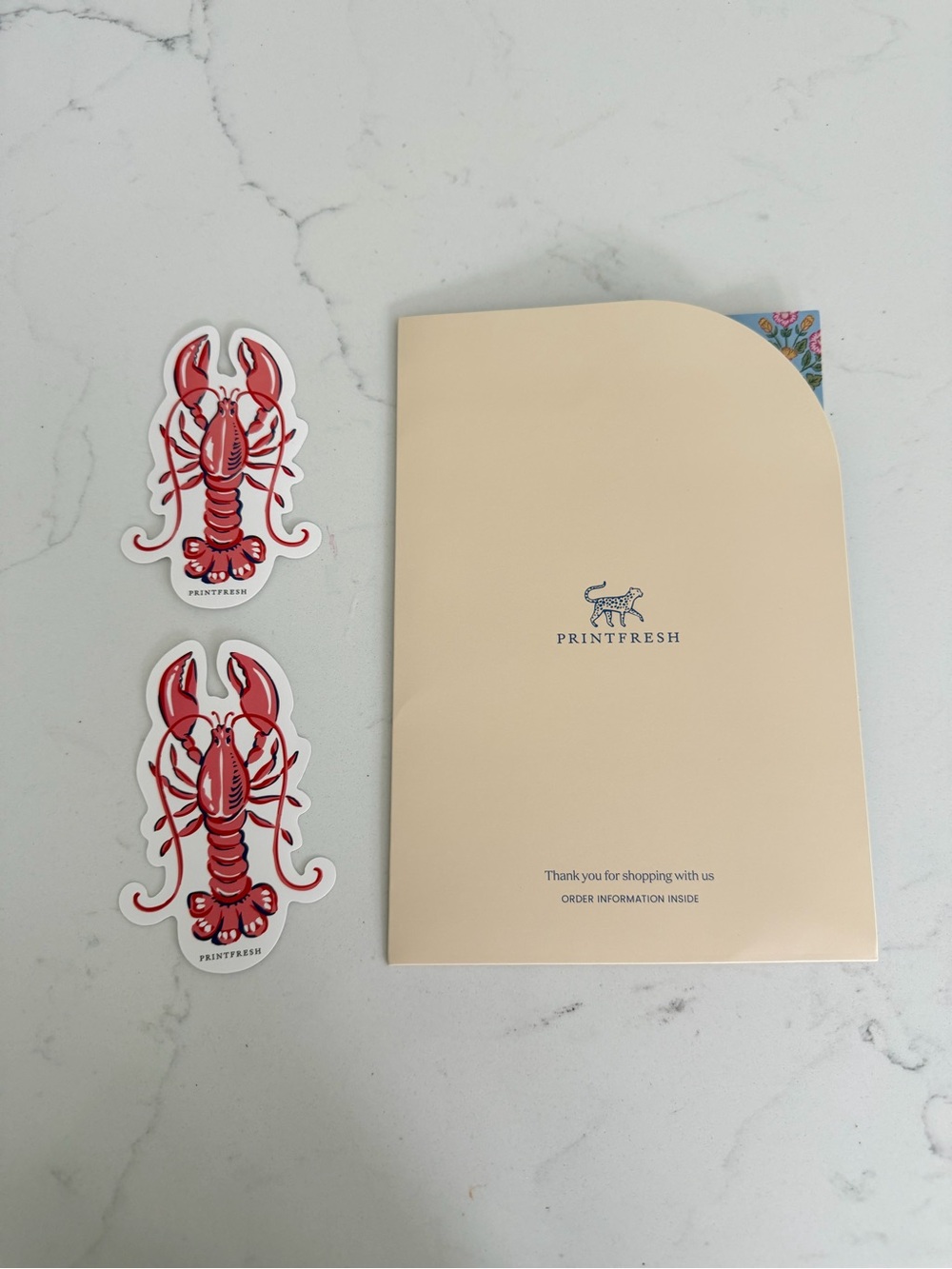 2 Printfresh Lobster Stickers with floral folder
